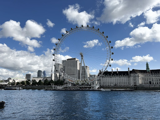Picture of the London eye next to River Thames.